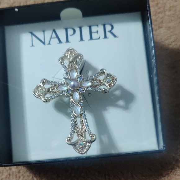 Napier Gold and Silver Brooch with Pearl Accents - Picture 3 of 4